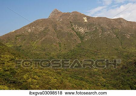 Stock Photo - "Scrubland with Sharp Peak mountain range, Sai Kung Country Park, Hong Kong, Hong Kong, China, People's Republic of China, Asia". Fotosearch