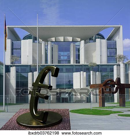 "Sculpture of a euro sign in front of the German Federal Chancellery building, Berlin, Berlin, Germany, Europe" View Large Photo Image Stock Photo - "Sculpture of a euro sign in front of the German Federal Chancellery building, Berlin, Berlin, Germany, Europe". Fotosearch