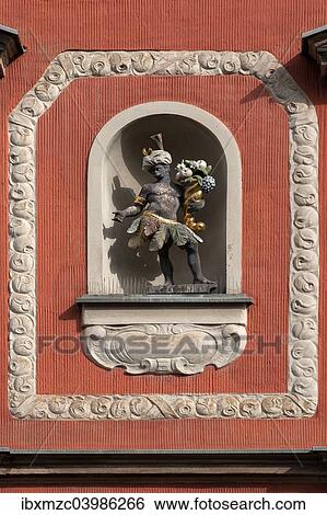 Stock Photograph - "Sculpture of a """"Moor"""" at the Mohren-Apotheke pharmacy, 1900, Erlangen, Middle Franconia, Bavaria, Germany, Europe". Fotosearch