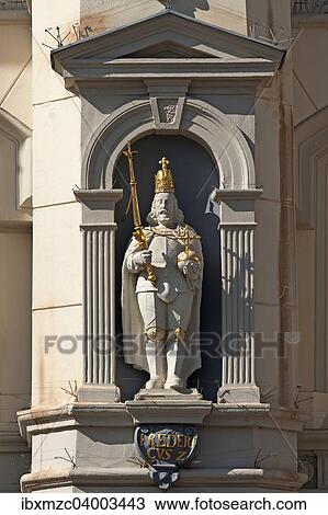 Stock Image - "Sculpture of Friederich II. on the baroque town hall, Luneburg, Lower Saxony, Germany, Europe". Fotosearch