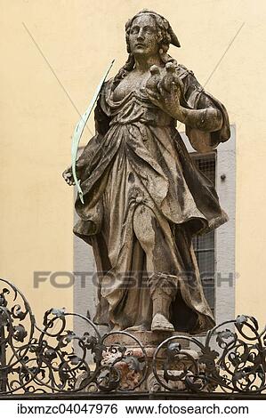Stock Photograph - "Sculpture of the goddess of love, from 1661, designed by Leoprand Hilmer, Justitiabrunnen fountain in Justitia-Hof square, Regensburg, Upper Palatinate, Bavaria, Germany, Europe". Fotosearch