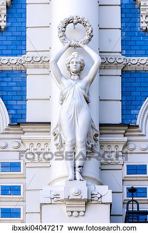 "Sculpture on the facade of building No. 4 Strelnieku iela street, Art Nouveau, Riga, Latvia, Europe" View Large Photo Image Stock Photo - "Sculpture on the facade of building No. 4 Strelnieku iela street, Art Nouveau, Riga, Latvia, Europe". Fotosearch