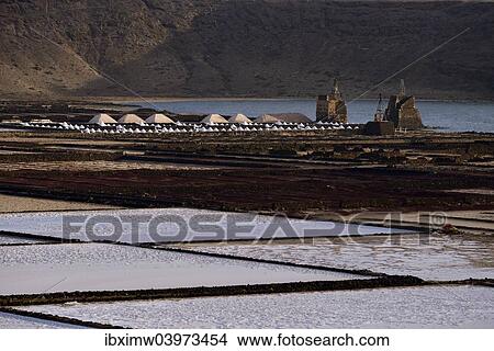 "Sea salt production, saltworks, Salinas de Janubio, Lanzarote, Canary Islands, Spain, Europe" View Large Photo Image Picture - "Sea salt production, saltworks, Salinas de Janubio, Lanzarote, Canary Islands, Spain, Europe". Fotosearch