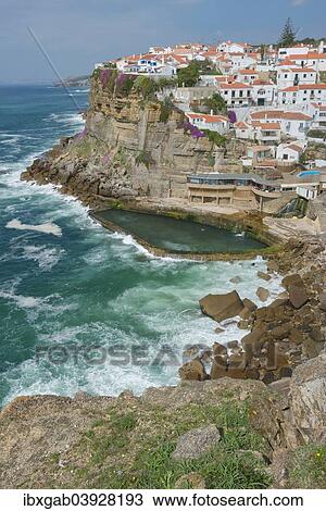 "Seaside town Azenhas do Mar, Sintra, Lisbon Coast, Portugal, Europe" View Large Photo Image Stock Image - "Seaside town Azenhas do Mar, Sintra, Lisbon Coast, Portugal, Europe". Fotosearch