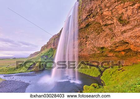 "Seljalandsfoss waterfall in the evening light, Iceland, Europe" View Large Photo Image Stock Image - "Seljalandsfoss waterfall in the evening light, Iceland, Europe". Fotosearch
