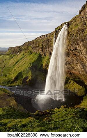 Stock Photo - "Seljalandsfoss waterfall, Porsmoerk, South Iceland, Iceland, Europe". Fotosearch