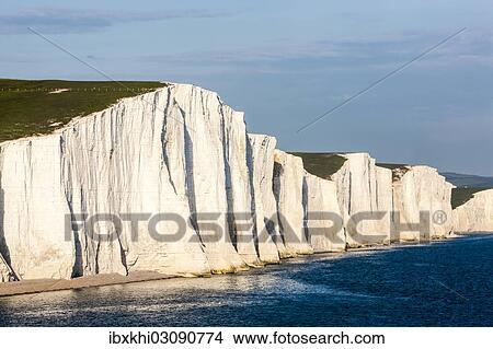 Picture - "Seven Sisters chalk cliffs, Seaford, Sussex, England, United Kingdom, Europe". Fotosearch