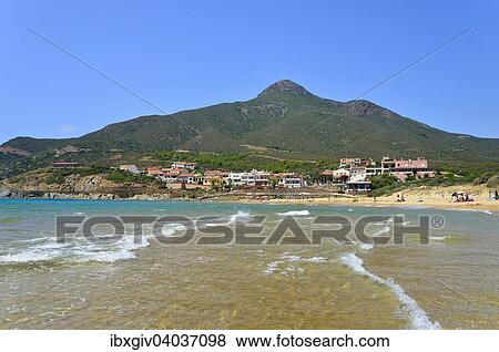 Stock Photo - "Shallow water on the long sandy beach, Portixeddu, Province of Carbonia-Iglesias, Sardinia, Italy, Europe". Fotosearch