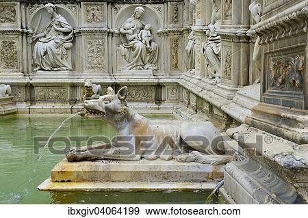 "She-wolf spouting water in the Fonte Gaia fountain, Piazza del Campo, Siena, Province of Siena, Tuscany, Italy, Europe" View Large Photo Image Stock Photo - "She-wolf spouting water in the Fonte Gaia fountain, Piazza del Campo, Siena, Province of Siena, Tuscany, Italy, Europe". Fotosearch