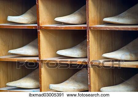 Shelf with antique lasts for manufacturing shoes View Large Photo Image Stock Image - Shelf with antique lasts for manufacturing shoes. Fotosearch
