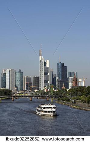 "Ship on the Main River, skyline of Frankfurt am Main, Hesse, Germany, Europe" View Large Photo Image Stock Image - "Ship on the Main River, skyline of Frankfurt am Main, Hesse, Germany, Europe". Fotosearch