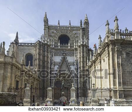 Stock Image - "Side portal of Santa Maria de la Sede, Seville Cathedral, Seville, Seville province, Andalucia, Spain, Europe". Fotosearch