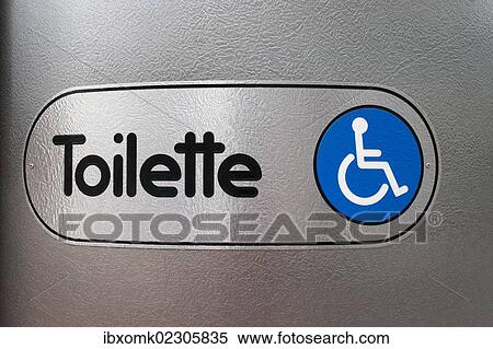 Stock Photography - "Sign, handicapped-accessible toilet, Stuttgart, Baden-Wuerttemberg, Germany, Europe". Fotosearch