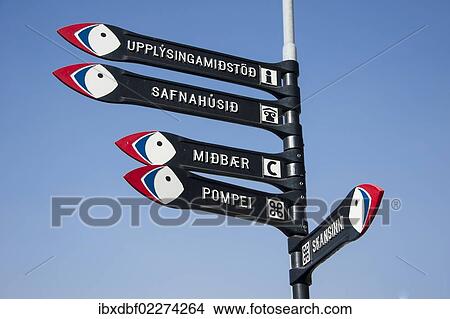 "Signposts in the town of Vestmannaeyjar, Heimaey Island, Westman Islands, South Iceland or Suourland, Iceland, Europe" View Large Photo Image Picture - "Signposts in the town of Vestmannaeyjar, Heimaey Island, Westman Islands, South Iceland or Suourland, Iceland, Europe". Fotosearch
