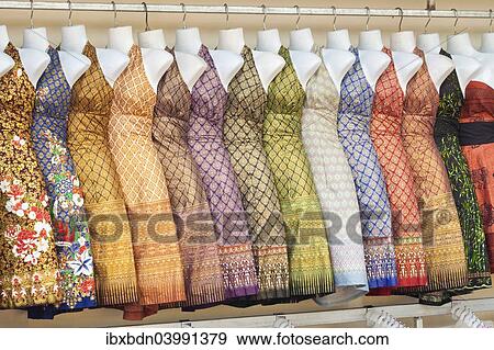 "Silk dresses on sale, Siem Reap, Cambodia, Asia" View Large Photo Image Stock Photo - "Silk dresses on sale, Siem Reap, Cambodia, Asia". Fotosearch