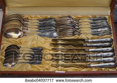 "Silver cutlery for sale, Auer Dult fair, Munich, Upper Bavaria, Bavaria, Germany, Europe" View Large Photo Image Stock Photo - "Silver cutlery for sale, Auer Dult fair, Munich, Upper Bavaria, Bavaria, Germany, Europe". Fotosearch