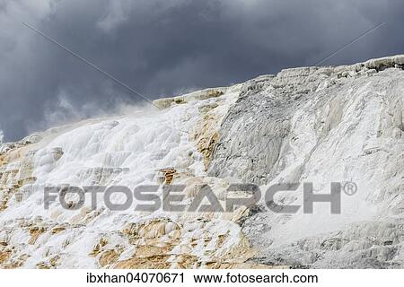 "Sinter terraces of the Lower Terrace, Mammoth Hot Springs, Yellowstone National Park, Wyoming, United States, North America" View Large Photo Image Stock Image - "Sinter terraces of the Lower Terrace, Mammoth Hot Springs, Yellowstone National Park, Wyoming, United States, North America". Fotosearch