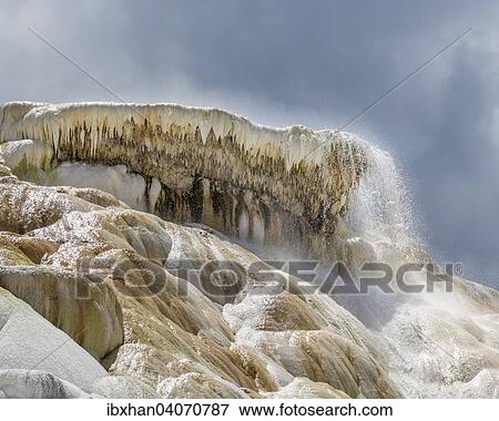 "Sinter terraces of the Lower Terrace, Mammoth Hot Springs, Yellowstone National Park, Wyoming, United States, North America" View Large Photo Image Stock Photo - "Sinter terraces of the Lower Terrace, Mammoth Hot Springs, Yellowstone National Park, Wyoming, United States, North America". Fotosearch