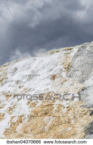 "Sinter terraces of the Lower Terrace, Mammoth Hot Springs, Yellowstone National Park, Wyoming, United States, North America" View Large Photo Image Stock Photograph - "Sinter terraces of the Lower Terrace, Mammoth Hot Springs, Yellowstone National Park, Wyoming, United States, North America". Fotosearch