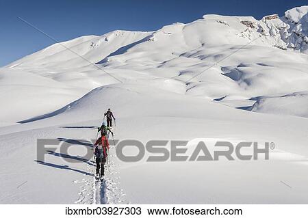 "Ski touring in the ascent to the Seekofel in the Fanes-Senes-Prague in the Dolomites, in the back right the Seekofel, left the Kleiner Seekofel, St. Vigil, Fanes-Sennes-Prags Nature Park, Puster Valley, Province of South Tyrol, Italy, Europe" View Large Photo Image Stock Image - "Ski touring in the ascent to the Seekofel in the Fanes-Senes-Prague in the Dolomites, in the back right the Seekofel, left the Kleiner Seekofel, St. Vigil, Fanes-Sennes-Prags Nature Park, Puster Valley, Province of South Tyrol, Italy, Europe". Fotosearch
