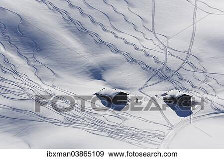 "Ski tracks in deep snow, Unterdamulser Alpe, mountain pasture, Damuls, Bregenz Forest, Vorarlberg, Austria, Europe" View Large Photo Image Stock Photo - "Ski tracks in deep snow, Unterdamulser Alpe, mountain pasture, Damuls, Bregenz Forest, Vorarlberg, Austria, Europe". Fotosearch