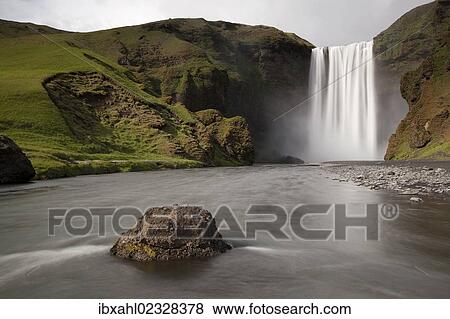 Stock Photo - "Skogafoss waterfall, Skogar, South Iceland, Iceland, Europe". Fotosearch