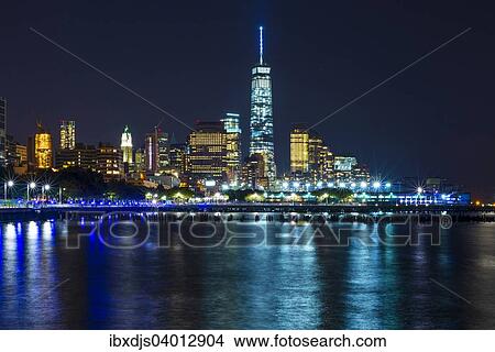 "Skyline at Night, Downtown, Manhattan, New York, United States, North America" View Large Photo Image Picture - "Skyline at Night, Downtown, Manhattan, New York, United States, North America". Fotosearch