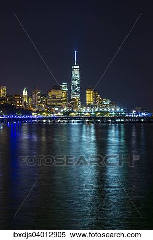 Stock Photography - "Skyline at night, Downtown, Manhattan, New York, United States, North America". Fotosearch