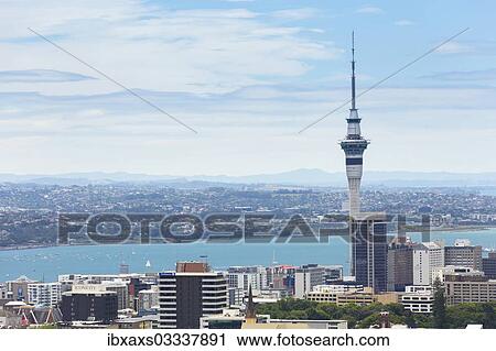 "Skyline of Auckland with Skytower and Takapuna at the rear, Mount Eden, Auckland, Auckland Region, New Zealand, Oceania" View Large Photo Image Stock Image - "Skyline of Auckland with Skytower and Takapuna at the rear, Mount Eden, Auckland, Auckland Region, New Zealand, Oceania". Fotosearch