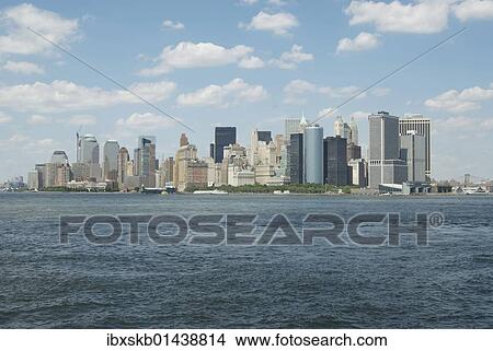 "Skyline seen from the water, New York, USA" View Large Photo Image Picture - "Skyline seen from the water, New York, USA". Fotosearch