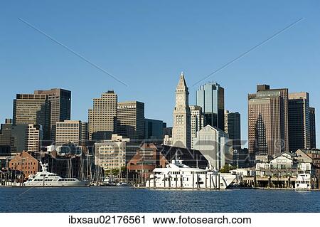 "Skyline with Custom House Tower, Financial District, Commercial Wharf, view from Boston Harbour, Boston, Massachusetts, New England, USA, North America" View Large Photo Image Stock Image - "Skyline with Custom House Tower, Financial District, Commercial Wharf, view from Boston Harbour, Boston, Massachusetts, New England, USA, North America". Fotosearch