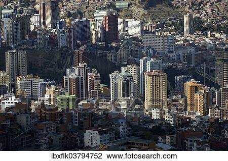 "Skyscrapers in the Zona Sur, La Paz, Bolivia, South America" View Large Photo Image Stock Image - "Skyscrapers in the Zona Sur, La Paz, Bolivia, South America". Fotosearch