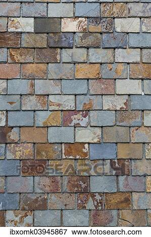 Stock Photo - "Slate shingles, house wall, Karlskrona, Sweden, Europe". Fotosearch
