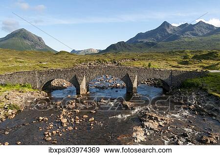 "Sligachan Bridge with Marsco peak and Sgurr nan Gillean Mountain of Cuillin Range, Isle of Skye, Scotland, United Kingdom, Europe" View Large Photo Image Stock Photo - "Sligachan Bridge with Marsco peak and Sgurr nan Gillean Mountain of Cuillin Range, Isle of Skye, Scotland, United Kingdom, Europe". Fotosearch