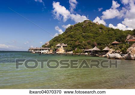 Stock Image - "Small bungalow resort Ngoc Suong, in Cam Ranh Bay, Nha Trang, Vietnam, Asia". Fotosearch
