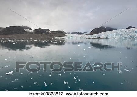 Stock Image - "Smeerenburg Glacier, Spitsbergen Island, Svalbard Archipelago, Svalbard and Jan Mayen, Norway, Europe". Fotosearch