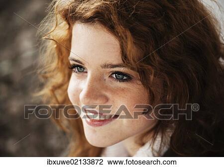 Stock Image - "Smiling girl, portrait". Fotosearch