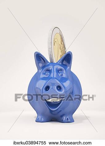 Smiling piggy bank with a 2 euro coin View Large Photo Image Stock Photography - Smiling piggy bank with a 2 euro coin. Fotosearch