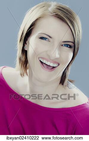 "Smiling young woman, portrait" View Large Photo Image Stock Image - "Smiling young woman, portrait". Fotosearch