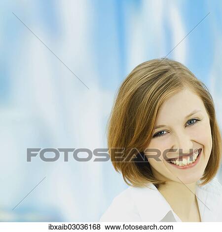 "Smiling young woman, portrait" View Large Photo Image Stock Photo - "Smiling young woman, portrait". Fotosearch