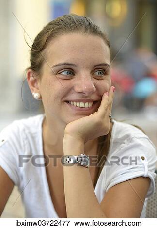 "Smiling young woman, portrait" View Large Photo Image Stock Photo - "Smiling young woman, portrait". Fotosearch