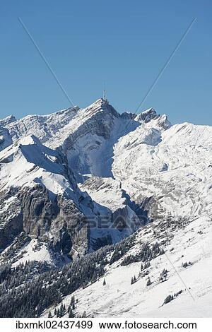 "Snow-covered Saentis mountain, 2501m, seen from the southeast, canton of Appenzell Innerrhoden, Switzerland, Europe" View Large Photo Image Stock Photo - "Snow-covered Saentis mountain, 2501m, seen from the southeast, canton of Appenzell Innerrhoden, Switzerland, Europe". Fotosearch