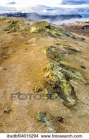 "Solfataras, fumaroles, mud pots, mud pools, sulfur and other minerals, on the summit of the mountain Namafjall, high-temperature area Hverarono, Northeastern Region, Iceland, Europe" View Large Photo Image Picture - "Solfataras, fumaroles, mud pots, mud pools, sulfur and other minerals, on the summit of the mountain Namafjall, high-temperature area Hverarono, Northeastern Region, Iceland, Europe". Fotosearch