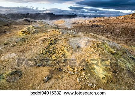 "Solfataras, fumaroles, mud pots, mud pools, sulfur and other minerals, on the summit of the mountain Namafjall, high-temperature area Hverarono, Northeastern Region, Iceland, Europe" View Large Photo Image Stock Image - "Solfataras, fumaroles, mud pots, mud pools, sulfur and other minerals, on the summit of the mountain Namafjall, high-temperature area Hverarono, Northeastern Region, Iceland, Europe". Fotosearch
