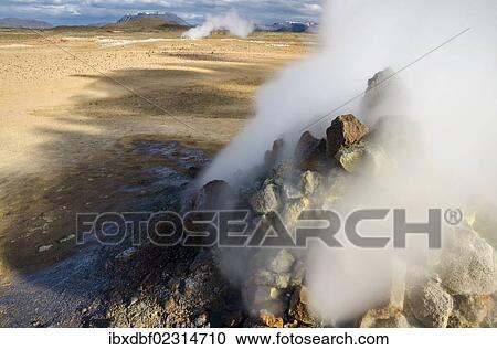 "Solfataras, fumaroles, sulfur and other minerals, steam, Hveraroend geothermal area, Namafjall mountains, Myvatn area, Norourland eystra, the north-east region, Iceland, Europe" View Large Photo Image Stock Image - "Solfataras, fumaroles, sulfur and other minerals, steam, Hveraroend geothermal area, Namafjall mountains, Myvatn area, Norourland eystra, the north-east region, Iceland, Europe". Fotosearch