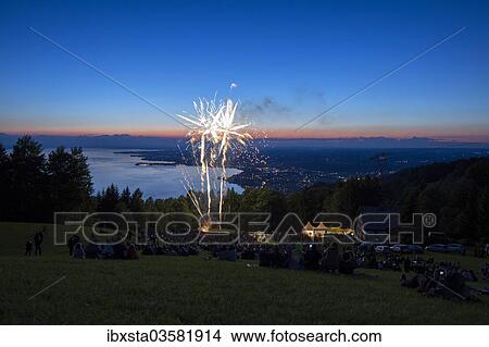 "Solstice celebrations with fireworks on Mt Pfaender, Lake Constance at back, near Bregenz, Vorarlberg, Austria, Europe" View Large Photo Image Picture - "Solstice celebrations with fireworks on Mt Pfaender, Lake Constance at back, near Bregenz, Vorarlberg, Austria, Europe". Fotosearch