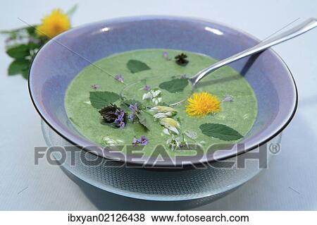 Soup of wild herbs View Large Photo Image Stock Photo - Soup of wild herbs. Fotosearch