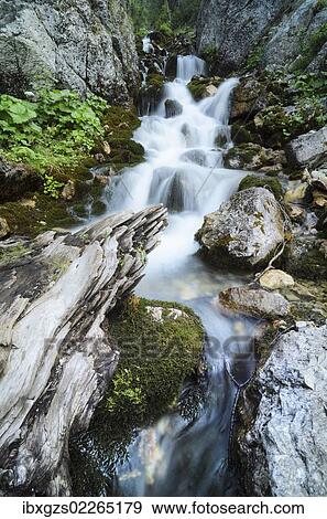 Stock Photo - "Source of the Isar river in the middle Hinterautal valley, Karwendel Mountains National Park, Tyrol, Austria, Europe". Fotosearch