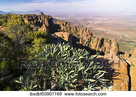 "Spandau-Koppe and Camdeboo Plains, rock formations and stone columns in the Valley of Desolation, near Graaff Reinet, Eastern Cape, South Africa, Africa" View Large Photo Image Stock Photo - "Spandau-Koppe and Camdeboo Plains, rock formations and stone columns in the Valley of Desolation, near Graaff Reinet, Eastern Cape, South Africa, Africa". Fotosearch