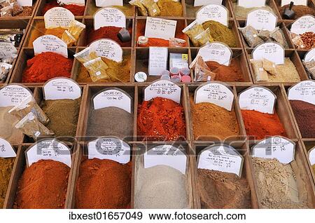 "Spices on a market at Nice, Department Alpes-Maritimes, Region Provence-Alpes-Cote d'Azur, France, Europe" View Large Photo Image Stock Photo - "Spices on a market at Nice, Department Alpes-Maritimes, Region Provence-Alpes-Cote d'Azur, France, Europe". Fotosearch